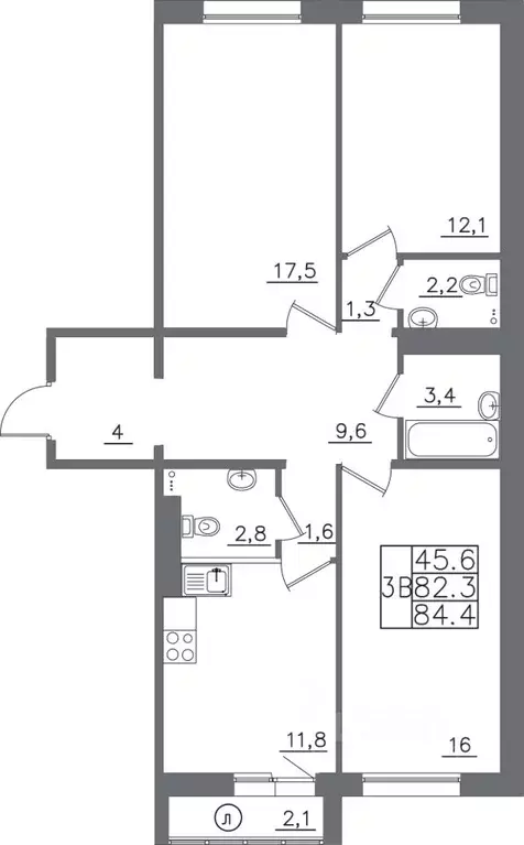 3-к кв. Иркутская область, Иркутск ИВАТУ городок, Авиатор жилой ... - Фото 1