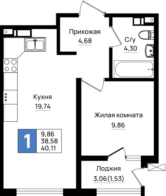 1-к кв. Краснодарский край, Новороссийск Шоссейная ул. (40.11 м) - Фото 0
