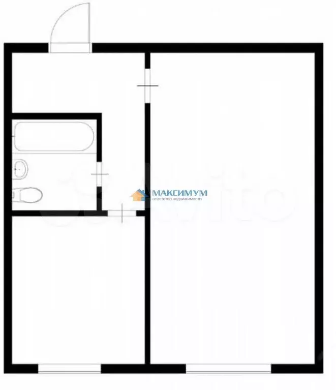 1-к. квартира, 32,6 м, 9/9 эт. - Фото 0