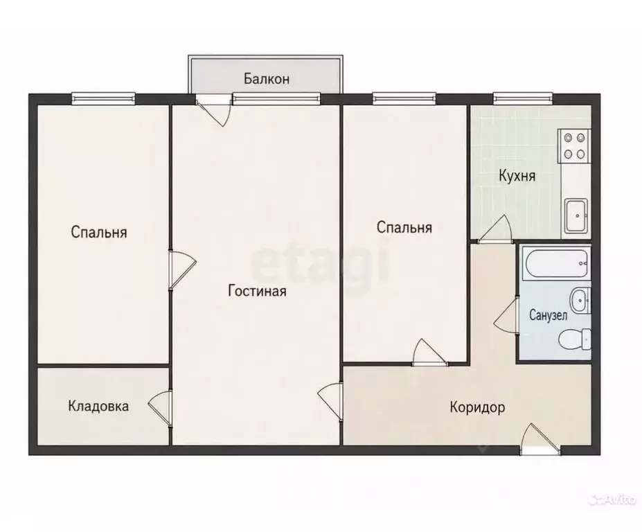 3-к кв. Тульская область, Тула ул. Кутузова, 118 (54.2 м) - Фото 2