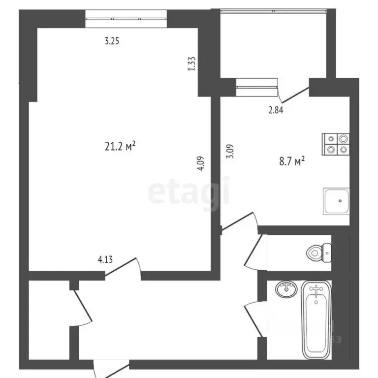 1-к кв. Ханты-Мансийский АО, Сургут ул. Генерала Иванова, 3 (43.3 м) - Фото 1