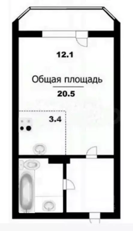 Студия Новосибирская область, Новосибирск ул. Одоевского, 1/10 (20.0 ... - Фото 2