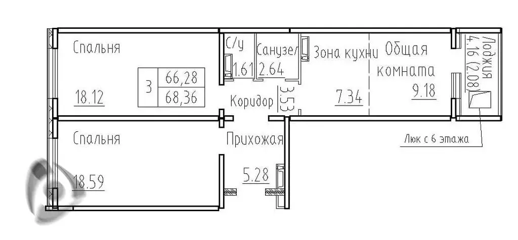 3-комнатная квартира: посёлок Элитный, Венская улица, 12 (68.4 м) - Фото 0