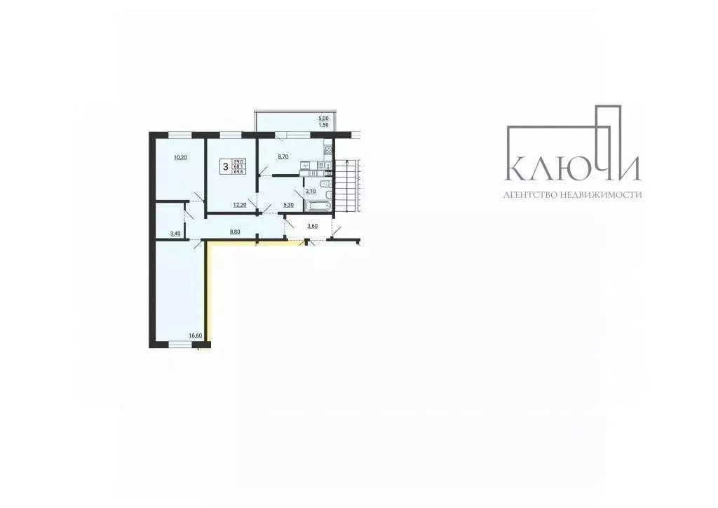 3-к кв. Челябинская область, Магнитогорск просп. Карла Маркса, 237/3 ... - Фото 2