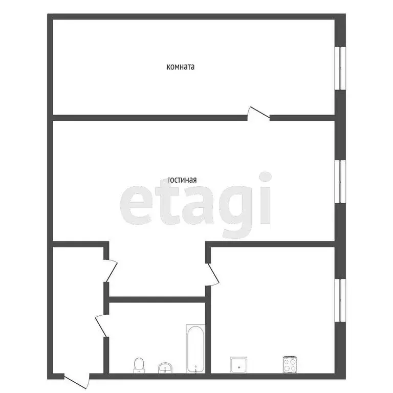 2-комнатная квартира: Тюмень, Севастопольская улица, 21 (44.3 м) - Фото 1