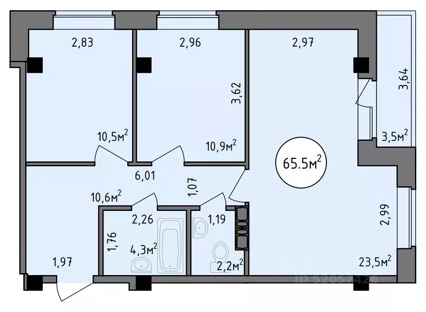 2-к кв. Хакасия, Абакан Советская ул., 123 (65.5 м) - Фото 1
