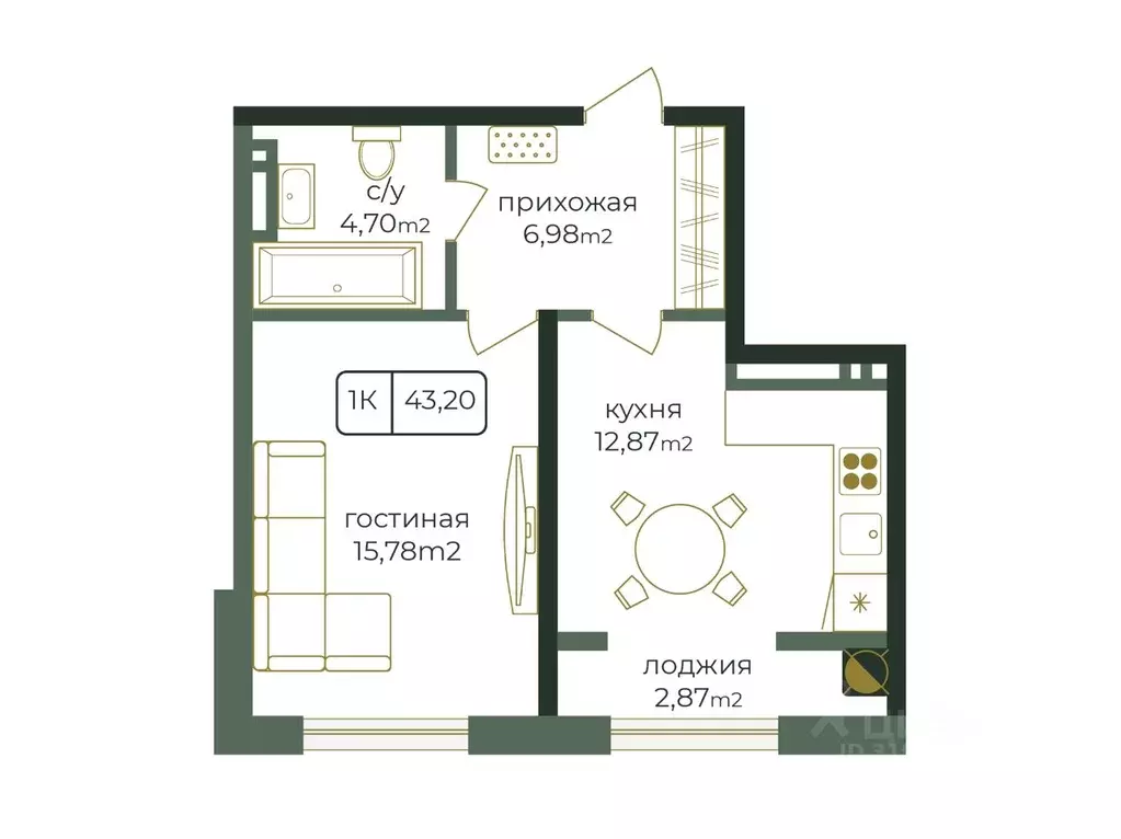 1-к кв. Дагестан, Каспийск просп. Акулиничева (43.2 м) - Фото 2