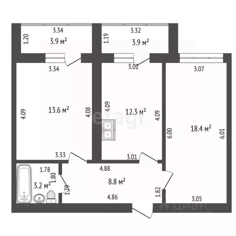 2-к кв. Мордовия, Саранск ул. Гагарина, 81 (56.3 м) - Фото 2