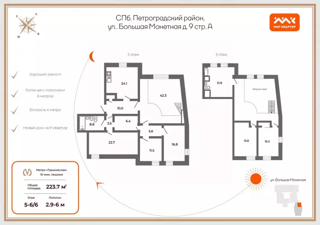 6-к кв. Санкт-Петербург Большая Монетная ул., 9а (217.0 м) - Фото 1