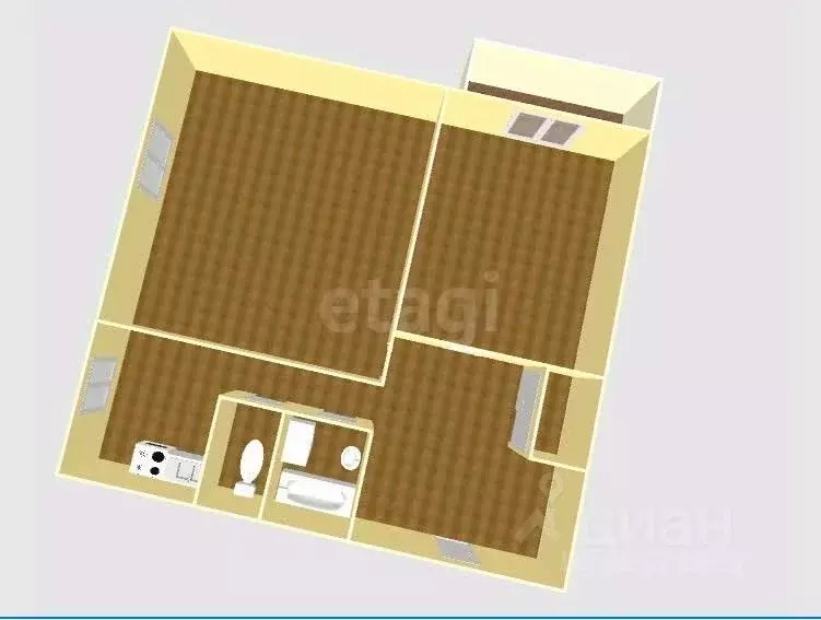 2-к кв. Сахалинская область, Долинск Хабаровская ул., 11 (42.0 м) - Фото 2