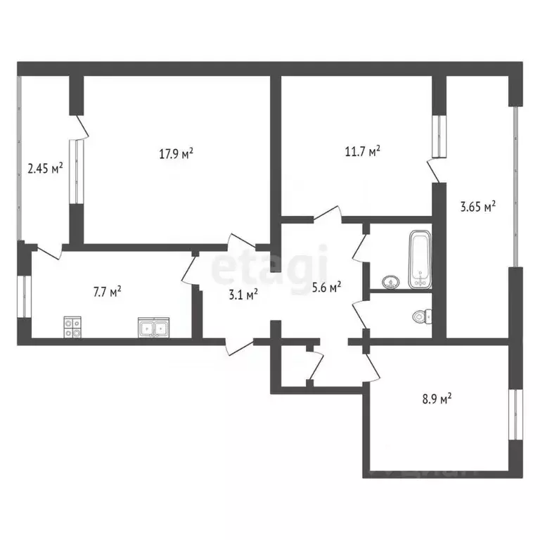 3-к кв. Севастополь просп. Октябрьской Революции, 56Б (61.6 м) - Фото 1