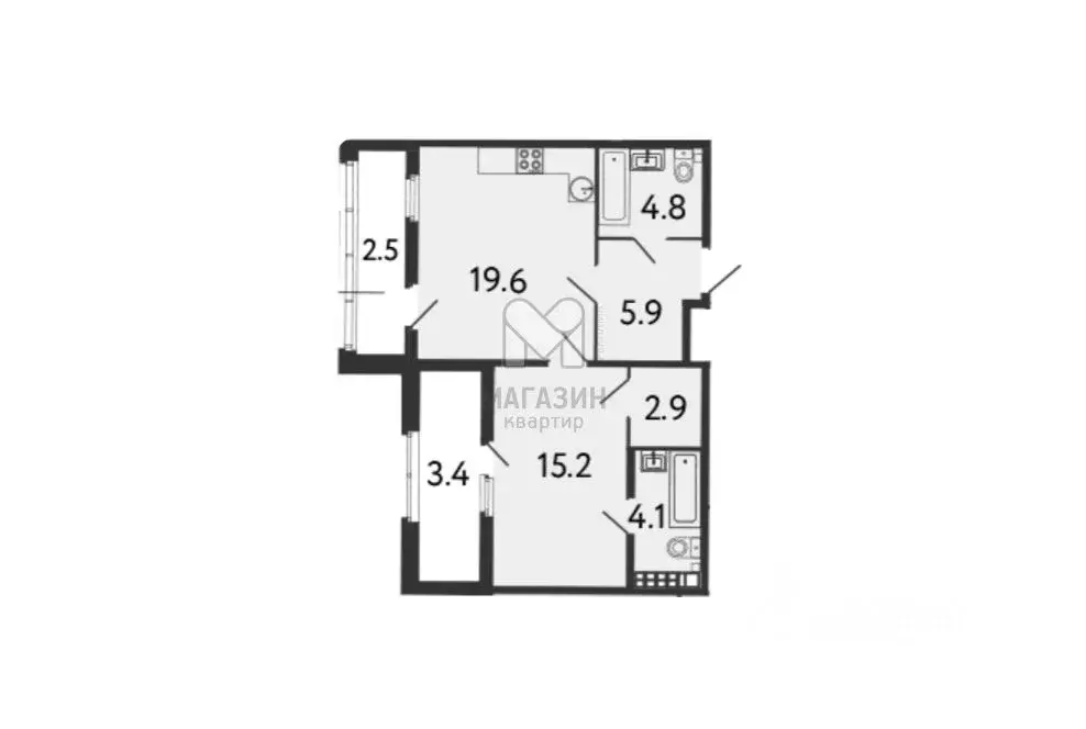 1-к кв. Санкт-Петербург Миргородская ул., 1 (58.4 м) - Фото 2