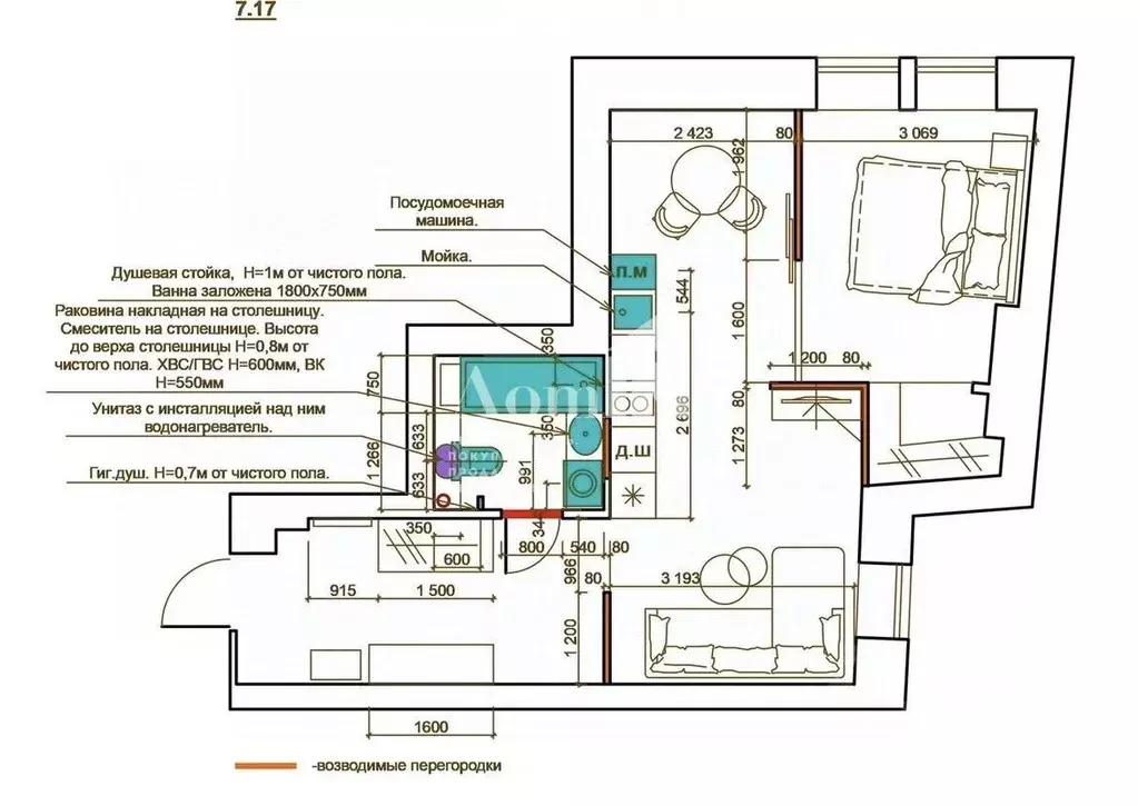 Студия Санкт-Петербург Большой Казачий пер., 10 (46.0 м) - Фото 2