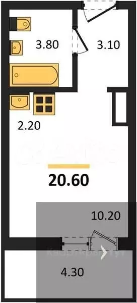 Квартира-студия, 20,6 м, 14/17 эт. - Фото 0