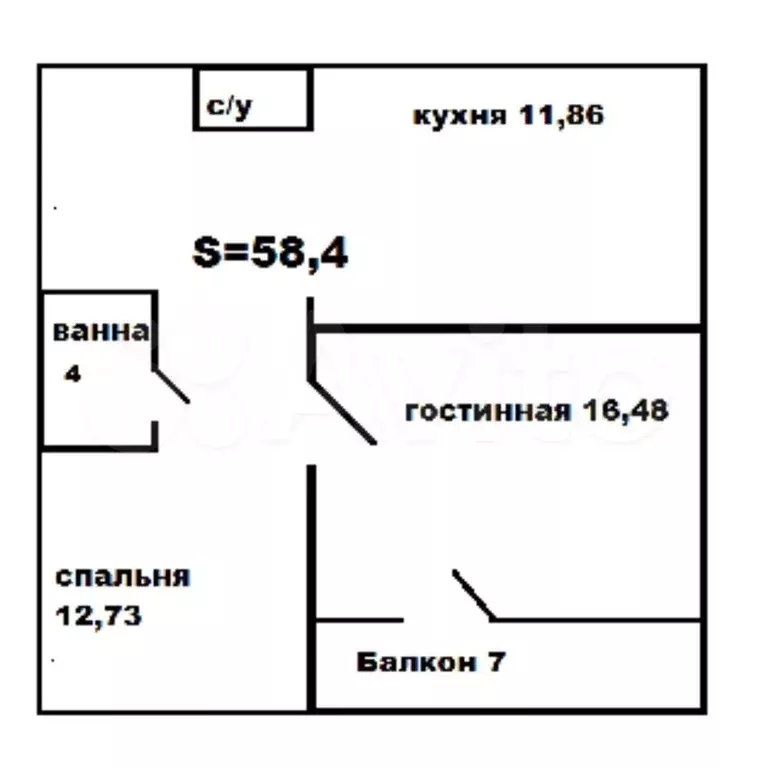 2-к. квартира, 58,4 м, 6/25 эт. - Фото 0