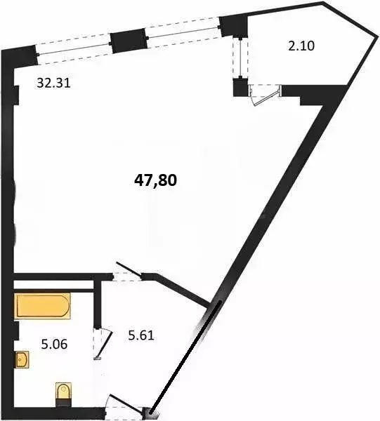 Квартира-студия: Севастополь, улица Лётчиков, 10 (47.8 м) - Фото 1