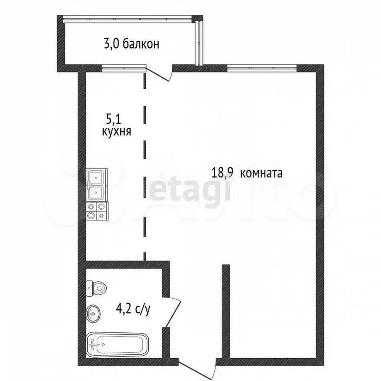 Квартира-студия, 33,6 м, 7/16 эт. - Фото 0