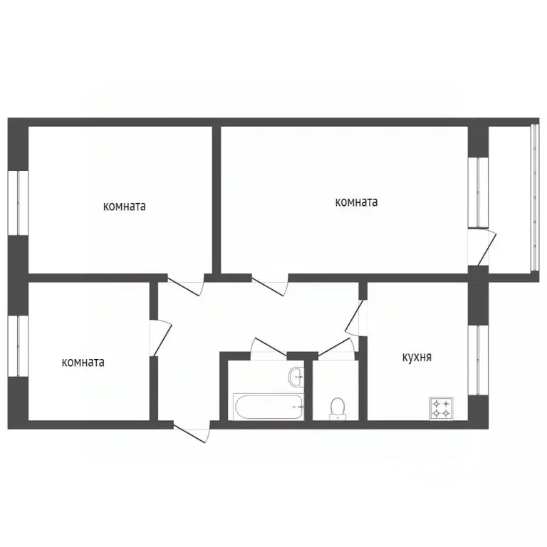 3-к кв. Курганская область, Курган Заозерный жилрайон, 5-й мкр, 14 ... - Фото 2