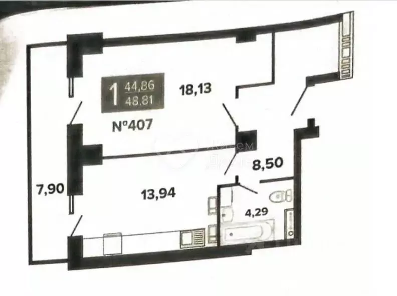 1-к кв. Волгоградская область, Волгоград ул. Полоненко, 4 (44.8 м) - Фото 2