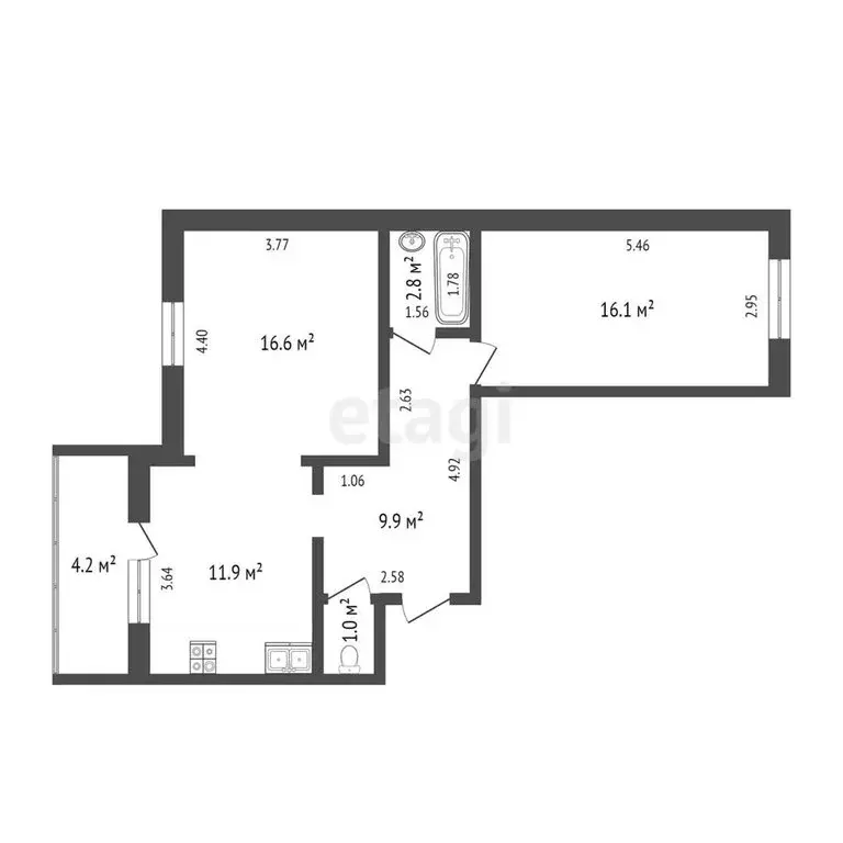 2-комнатная квартира: Тюмень, Олимпийская улица, 9/3 (58.3 м) - Фото 0
