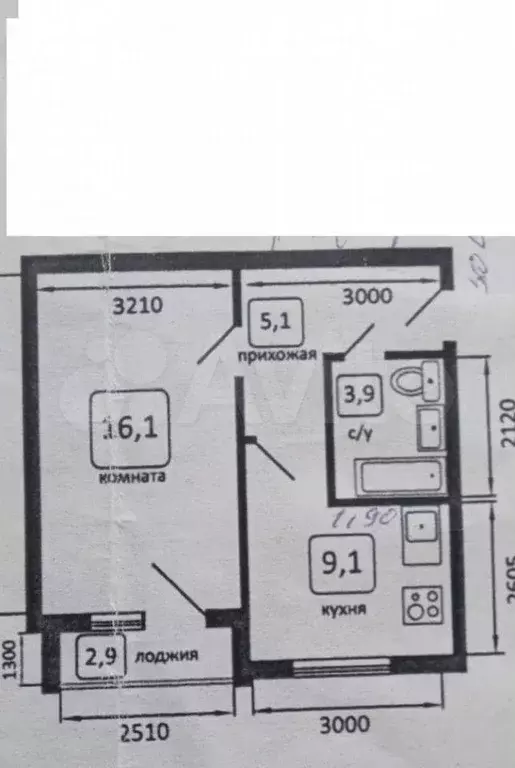 1-к. квартира, 34,4 м, 3/5 эт. - Фото 0
