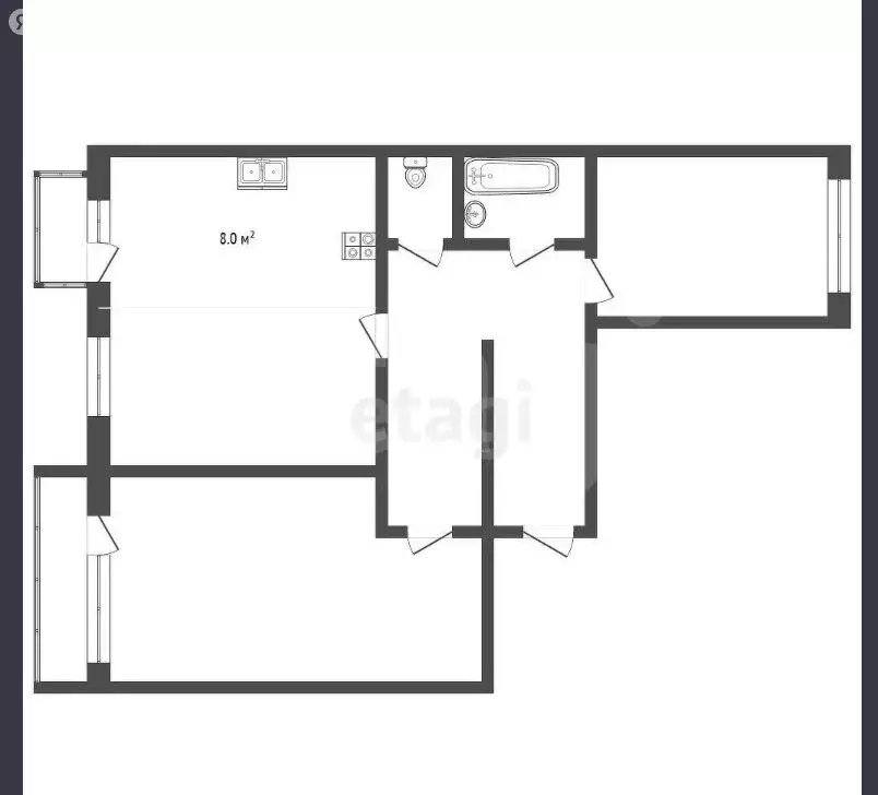 3-комнатная квартира: Абакан, улица Кирова, 118 (79.9 м) - Фото 1