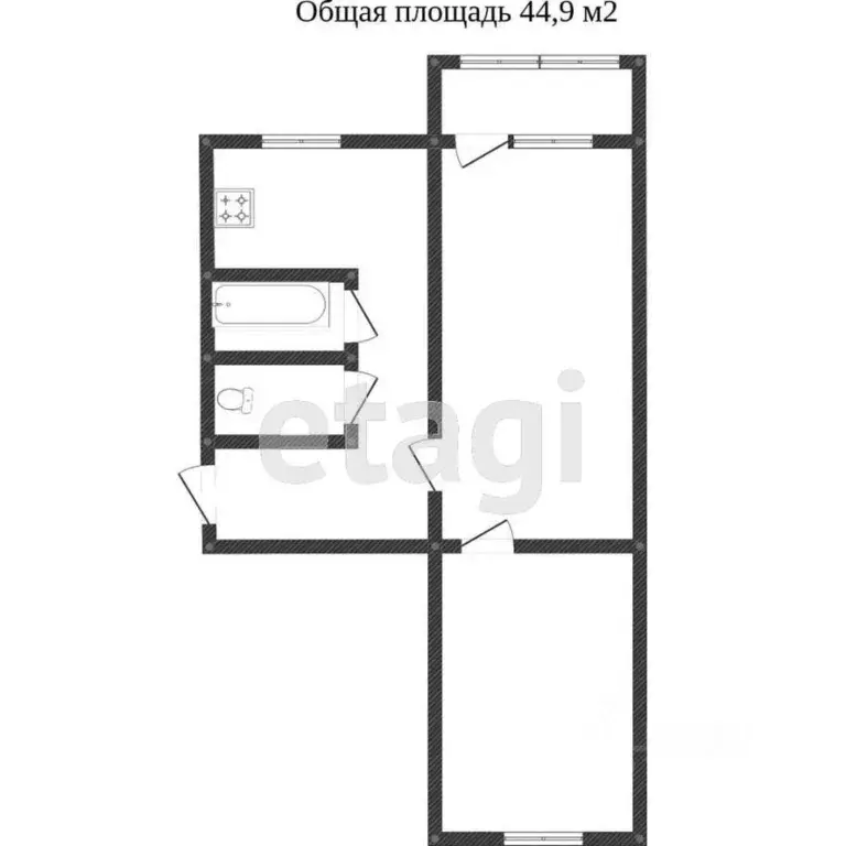 2-к кв. Свердловская область, Нижний Тагил ул. Космонавтов, 41А (39.7 ... - Фото 1