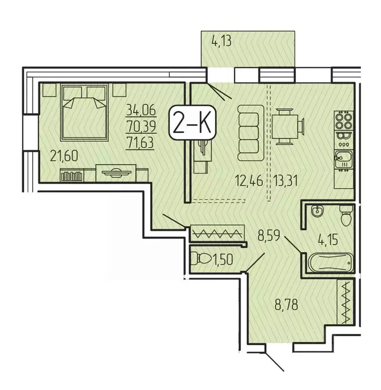2-к кв. Бурятия, Улан-Удэ 140А мкр,  (71.63 м) - Фото 1