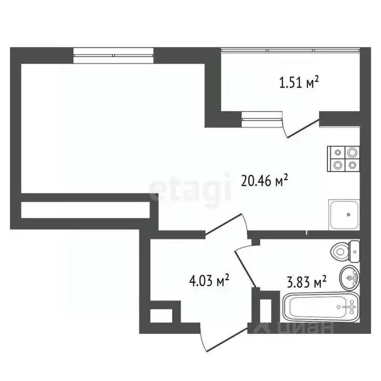 Студия Ярославская область, Ярославль ул. Лескова, 40 (29.83 м) - Фото 1