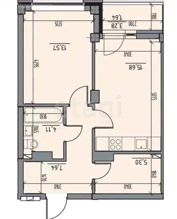 1-комнатная квартира: Абакан, улица Комарова, 7 (46.4 м) - Фото 1