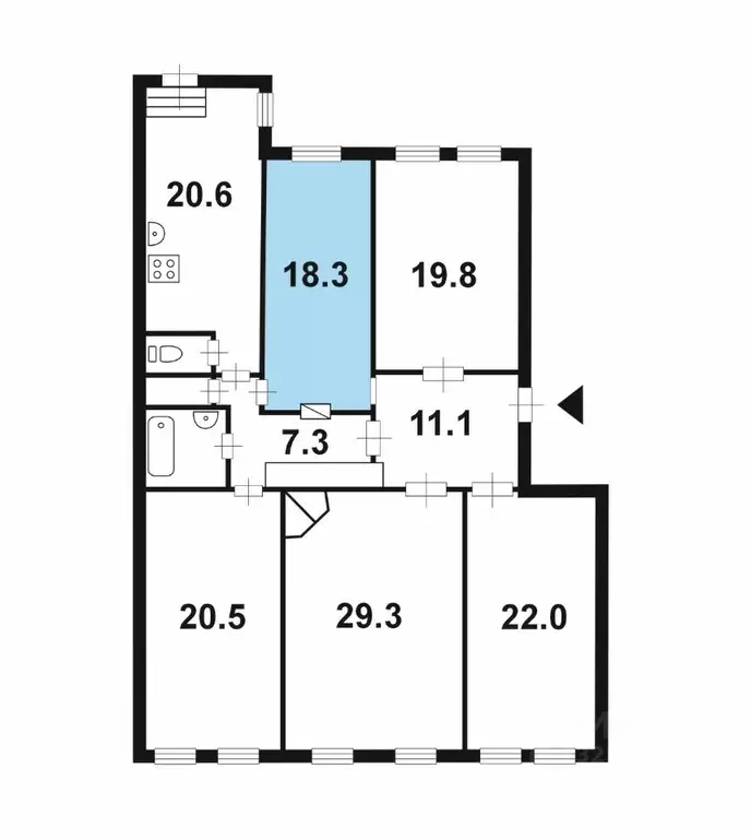 Комната Санкт-Петербург ул. Шамшева, 11 (18.3 м) - Фото 2