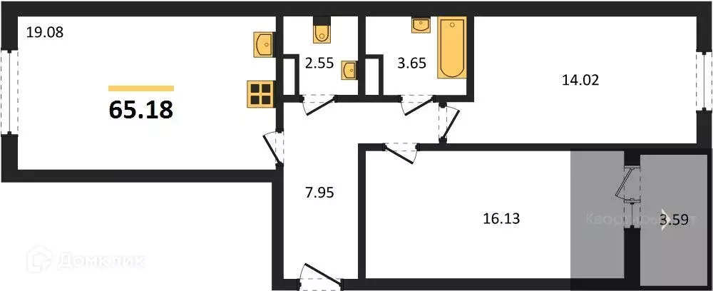 Продаётся 2-к квартира, 65.18 м - Фото 0