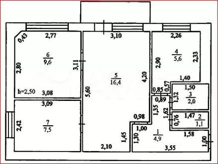 3-к. квартира, 47,1 м, 4/5 эт. - Фото 0