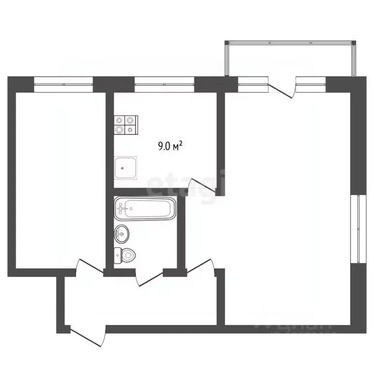 2-к кв. Тюменская область, Тюмень ул. Энергетиков, 58 (43.4 м) - Фото 2
