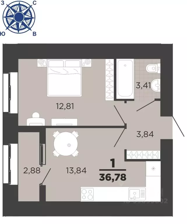 1-к кв. Рязанская область, Рязань ул. Семчинская, 8 (36.78 м) - Фото 1