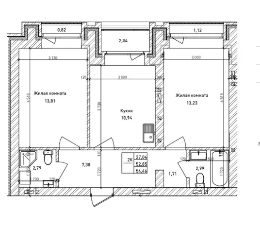 Продаётся 2-к квартира, 52.8 м - Фото 1