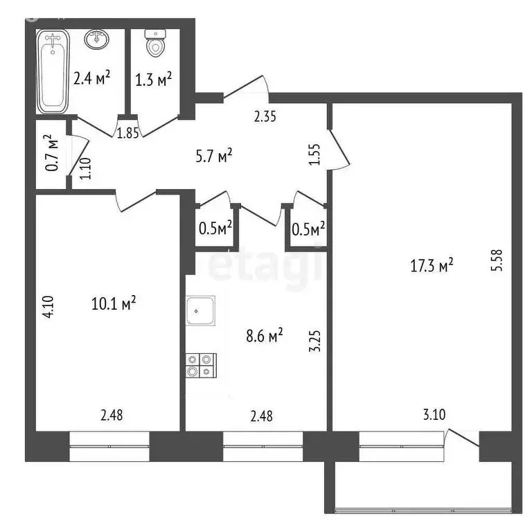 2-комнатная квартира: Якутск, улица Короленко, 17 (47.1 м) - Фото 0