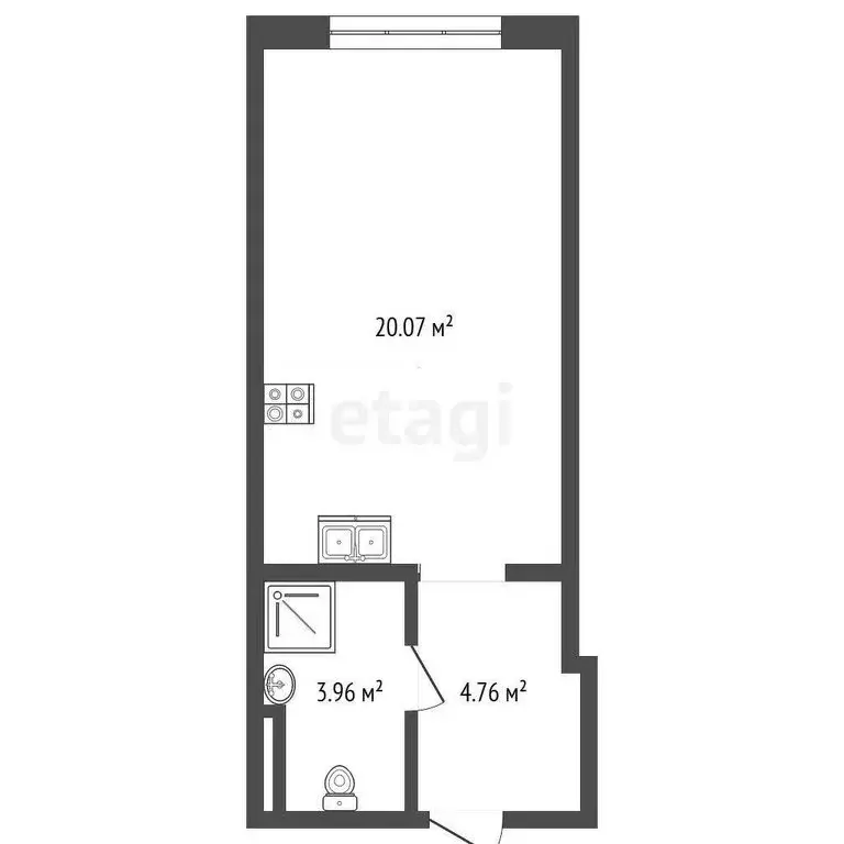Квартира-студия: Тюмень, улица Судостроителей, 48 (28.7 м) - Фото 1