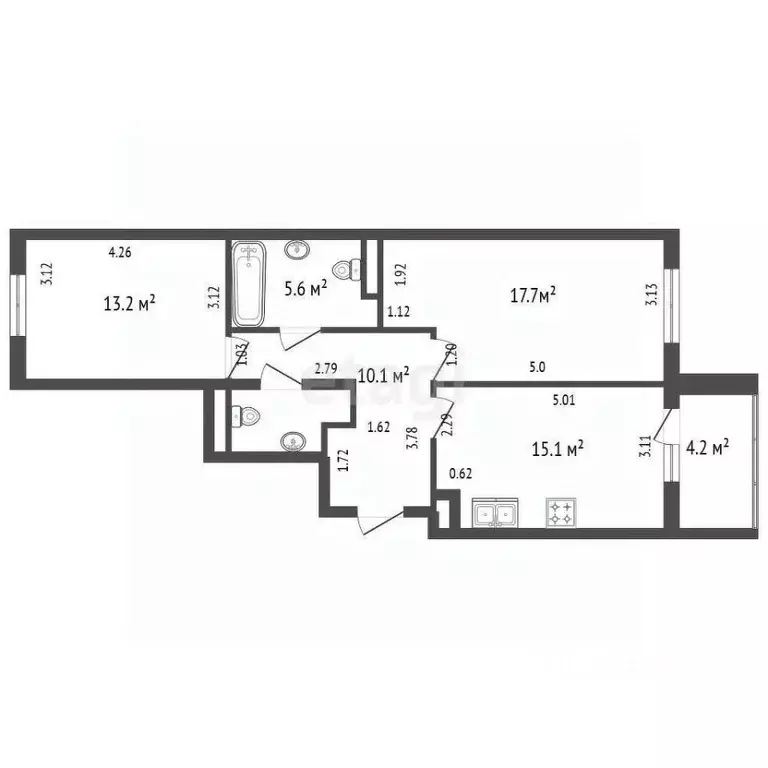 2-к кв. Санкт-Петербург Новолитовская ул., 10 (65.0 м) - Фото 0