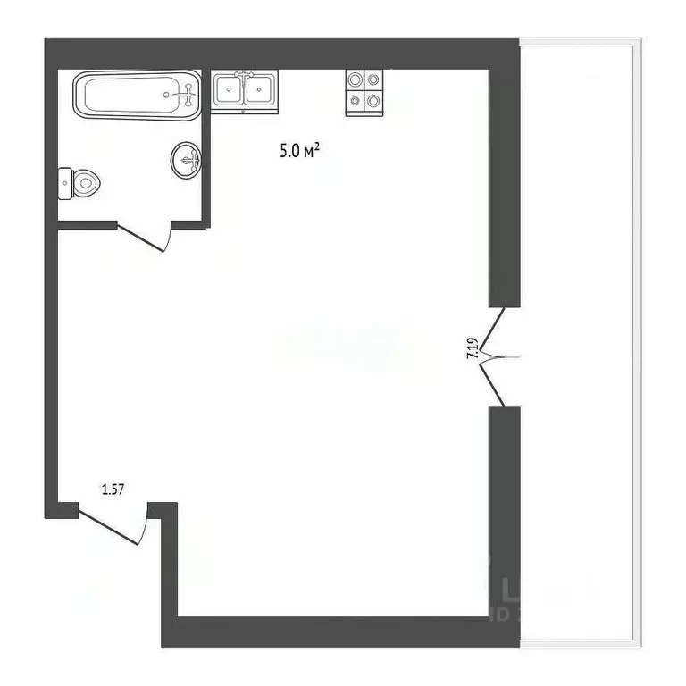 Студия Севастополь ул. Челюскинцев, 57/2 (38.3 м) - Фото 1
