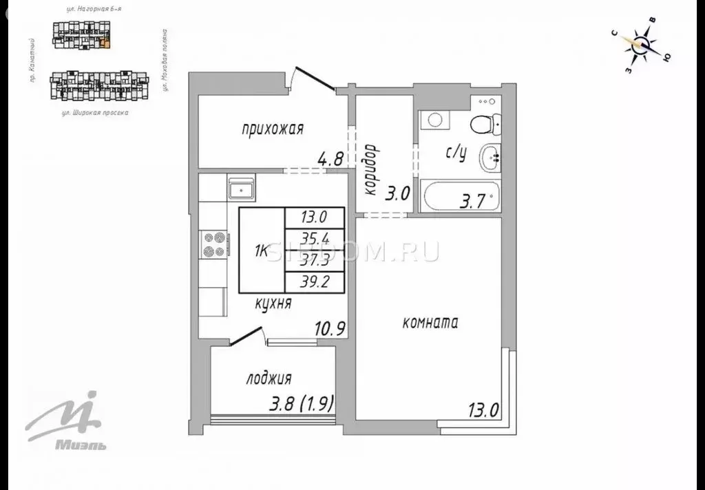 1-комнатная квартира: Барнаул, 6-я Нагорная улица, 15Г/5 (35.3 м) - Фото 1