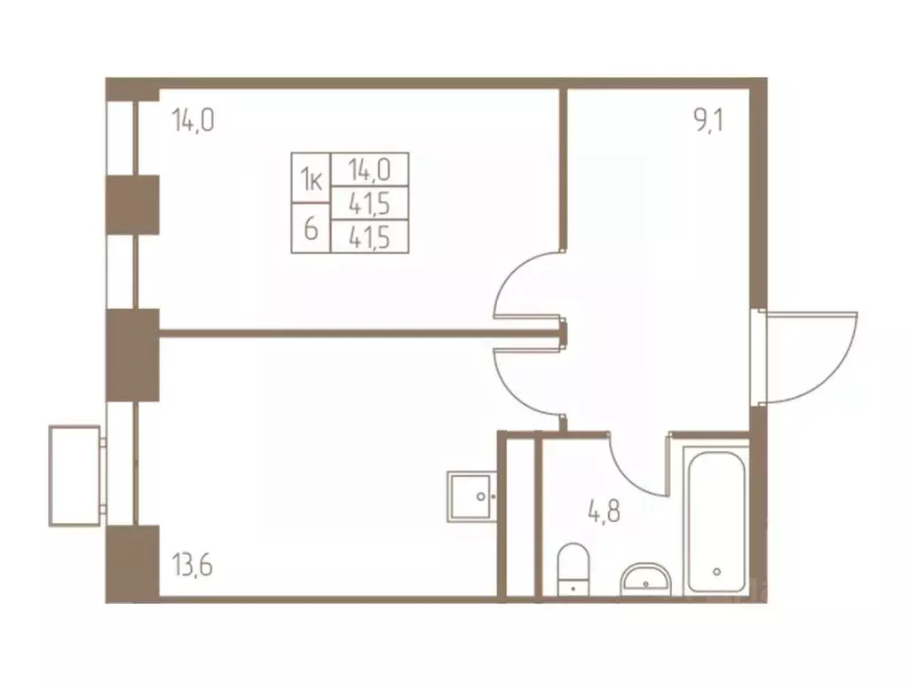 1-к кв. Московская область, Пушкино Фабрикант жилой комплекс, 1 (41.5 ... - Фото 1