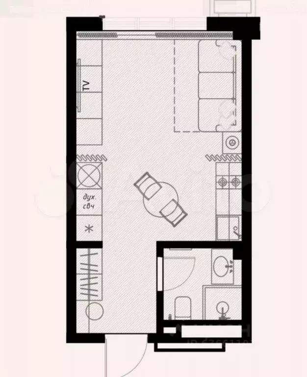 Апартаменты-студия, 18,9 м, 1/5 эт. - Фото 0