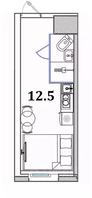 Студия Санкт-Петербург Бумажная ул., 22к2 (12.5 м) - Фото 1