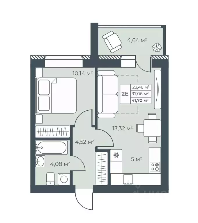 2-к кв. Нижегородская область, Выкса инженера Шухова кв-л,  (41.7 м) - Фото 1
