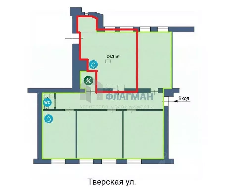 Помещение свободного назначения в Москва Тверская ул., 12С7 (24 м) - Фото 2