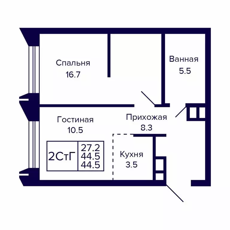 2-комнатная квартира: Новосибирск, Красносельская улица (44.5 м) - Фото 0