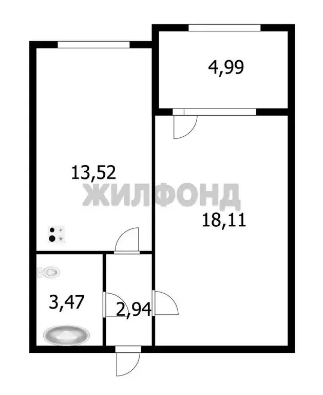 1-комнатная квартира: Черкесск, Кавказская улица, 56А (43.04 м) - Фото 1