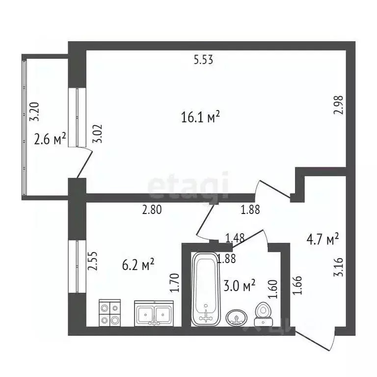 1-к кв. Башкортостан, Стерлитамак просп. Октября, 24 (30.0 м) - Фото 2