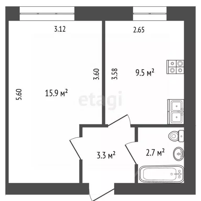 1-к кв. Хабаровский край, Хабаровск ул. Фрунзе, 123 (30.9 м) - Фото 2